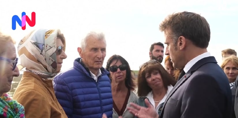 Emmanuel Macron s'exprimant devant des gens