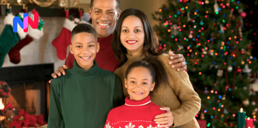 Une famille pendant Noël